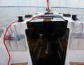 Only branded fittings can be found on deck, and halyard pockets keep the companionway tidy