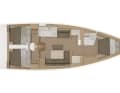 Dufour 430 Grand Large, version with three double cabins and two heads compartments