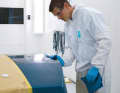 3 Degrease the body using the two-cloth technique. Apply thinner to one cloth and wipe off with the other