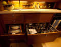 The pantry drawers are designed according to the crockery and the owner's wishes