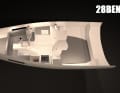 Berths in the bow and stern and a separate wet room