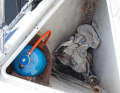 Unsightly: Gas bottle in the deep anchor locker