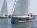 Breakthrough downwind. The 46.1 designed by Finot/Conq can not only hold its big sister, but easily passes her by