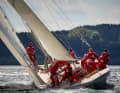 Die Crew der "VIM" mit Steuermann Patrick Howaldt