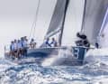 Wet pleasure. The Italian "Azzura", currently in 5th place overall, glistening in the midday breeze off Mallorca