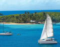 Kat sails off the Ilet du Gosier near Guadeloupe