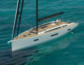 The rig concept is flexible. The self-tacking jib is standard, an overlapping genoa is possible. A code zero or gennaker can also be attached to the fixed bowsprit
