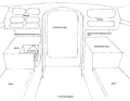 View into the cabin. There should be a small galley to starboard and a navigation corner to port. The cabin floor is used for sleeping