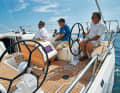 The cockpit is large, but the starboard side is somewhat cramped due to the backstay tensioner