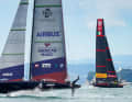 Impressionen der Kenterung von Team American Magic beim Prada Cup Round Robins - Americas Cup 2021