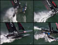 Oracle Racing Spithill kann die Kenterung gerade noch vermeiden