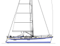 High rig, mast-top gennaker on request. The genoa overlaps only slightly.