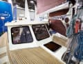 The raised deck saloon is reminiscent of a fort