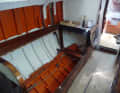 Becomes: View of the panelling where the lounge sofa is usually located
