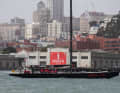 A monohull accepted the invitation to the launch parade. Unfortunately there was too much wind for the cats