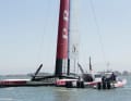 "Regatta" Premiere für den Kat von Luna Rossa beim Louis Vuitton Cup. Zwei Tage zuvor war das Team bei seinem ersten Rennen allein unterwegs