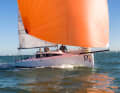 Speed and fun. The gennaker is 55 square metres in size and pulls powerfully. The bowsprit can also be retracted