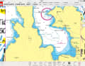 The bay in the NV-Verlag map. Typical raster map: As this is a detailed map, the blurred parts of the excessively zoomed-in nautical chart can be seen at the edges. There is no further information in the provider's Mediterranean charts, the Northern Europe charts contain good additional information on many harbours and bays