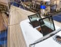 Two flush hatches provide plenty of light below deck, while the self-tacking jib makes for easy cruising