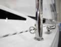 The reefing line of the furling genoa is guided on the railing supports. All metal fittings are available in V4A for an extra charge