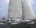The aluminium yacht is equipped with a deckhouse