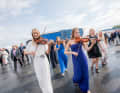 This is how Finns celebrate. A string quartet in evening gowns escorted the guests to the pier
