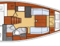 Oceanis 35.1: Here is the version with L-pantry, second sofa and large bathroom
