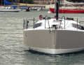 A round thing. The bow section of the Pogo 36 is softly moulded and voluminous - a contrast to the superstructure and the chine edges in the hull
