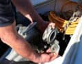 The anchor windlass can be opened with an on-board tool