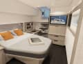 Accessible. The aft owner's cabins have separate companionways and are directly accessible from the cockpit