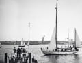 Ankunft in Kiel nach neun Monaten Weltumsegelung im Rahmen des ersten Whitbread Round the World Race im Mai 1974 mit einer ASV-Crew um den Skipper Reinhard Laucht