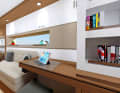 Loft-like living ambience in the port hull of the owner's version