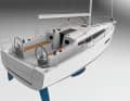 Aft. The idea of the so-called walkaround cockpit creates barrier-free passageways to the running deck and the foredeck