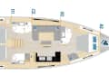 Variante 1:  drei Kabinen, drei Nasszellen und Navigation
