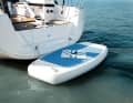 Innovative fun maker. The inflatable bathing platform can be raised at the stern for sailing or stored deflated in the cockpit locker