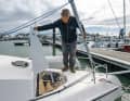 Innovative detail. Flat anchor locker on the foredeck with attached canopy