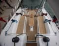 Definitely a performance cruiser. Primary and secondary sheet winches for genoa and mainsheet on the coaming, plus winches for halyards and trim lines on the coachroof