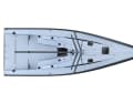 Almost wedge-shaped. Aft, the hull shapes no longer converge. The stern is an impressive 3.96 metres wide