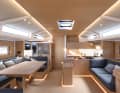 Open, bright and friendly. Many and large windows provide a very pleasant living ambience below deck
