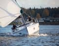 Even though the shipyard was sailing with four men, the Linjett is actually optimised for small crews or single-handed sailing