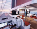 The steering positions are built at the rear of the hulls. The halyards, sheets and trim lines are also deflected aft
