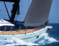The short overlapping genoa is standard. There is no self-tacking jib