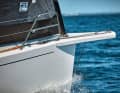 Arcona 385 The wide bow extension is made of carbon fibre and firmly attached to the hull