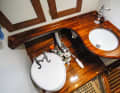 The wet room with shower is located in the centre of the ship, where there is little movement