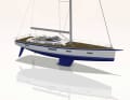 Caractéristiques typiques de la jeune génération de yachts Hallberg-Rassy : poupe large avec ligne de flottaison rentrée, double safran, saut de pont harmonieux ainsi qu'un beaupré solidement stratifié avec support d'ancre.