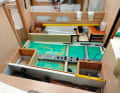 Arcona 385 The keel, rudder and engine foundation are fully laminated. A steel frame subsequently reinforces the structure