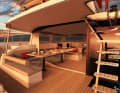 The so-called cockloon concept from Neel combines the saloon with the outside cockpit to form a large living unit | Photo: Neel Trimarans