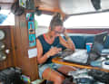 Improvising and perfecting: Onboard vlogger Nike Steiger opens up her computer wherever it suits her