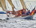 The large cruiser yacht "Mingary" under full sail in her new home waters. The classic sails from the Schlei with guests
