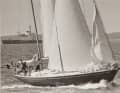 Die Yacht bei der Zielankunft 1973/74